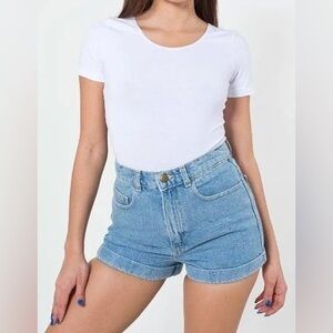 NWOT American Apparel denim 90s light wash the high waisted cuff short
